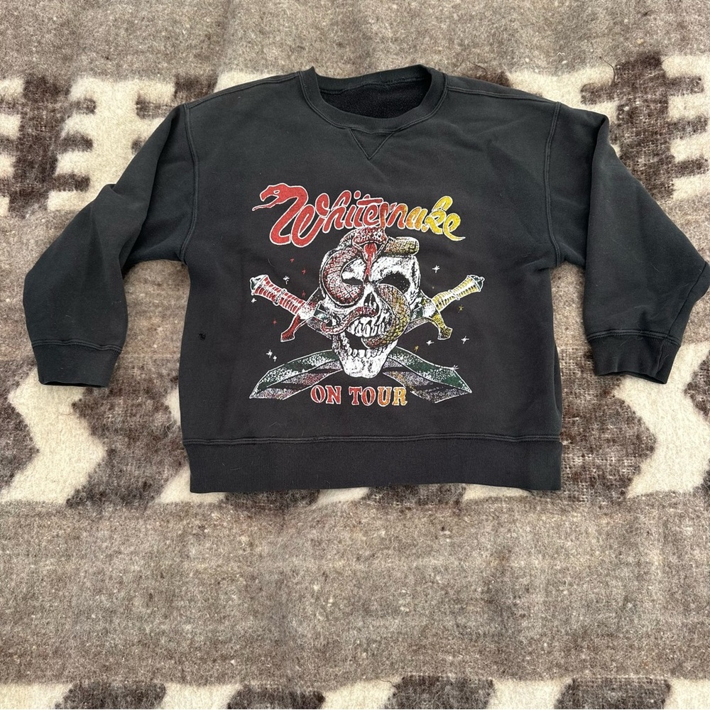 Vintage 1980s Crewneck Whitesnake Tour Sweatshirt Skull and Swords